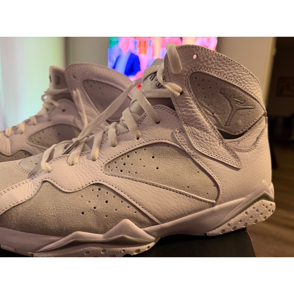 Air Jordan 7 Retro Pure Platinum White Metallic Silver 304775-120 Mens Sneakers - Picture 4 of 14